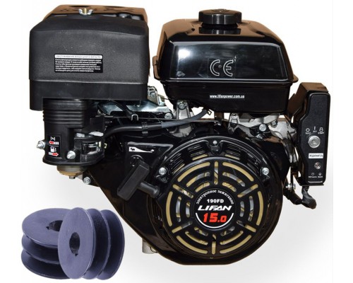 Lifan LF190FD-3А двигатель бензиновый (15 л.с., шпонка, вал 25 мм, эл.стартер)